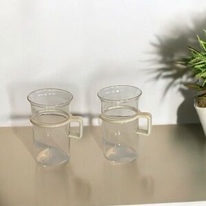 2 VTG  Bodum 6oz.Coffee Tea Cups Mugs White Bistro Picard Star Trek Denmark MCM